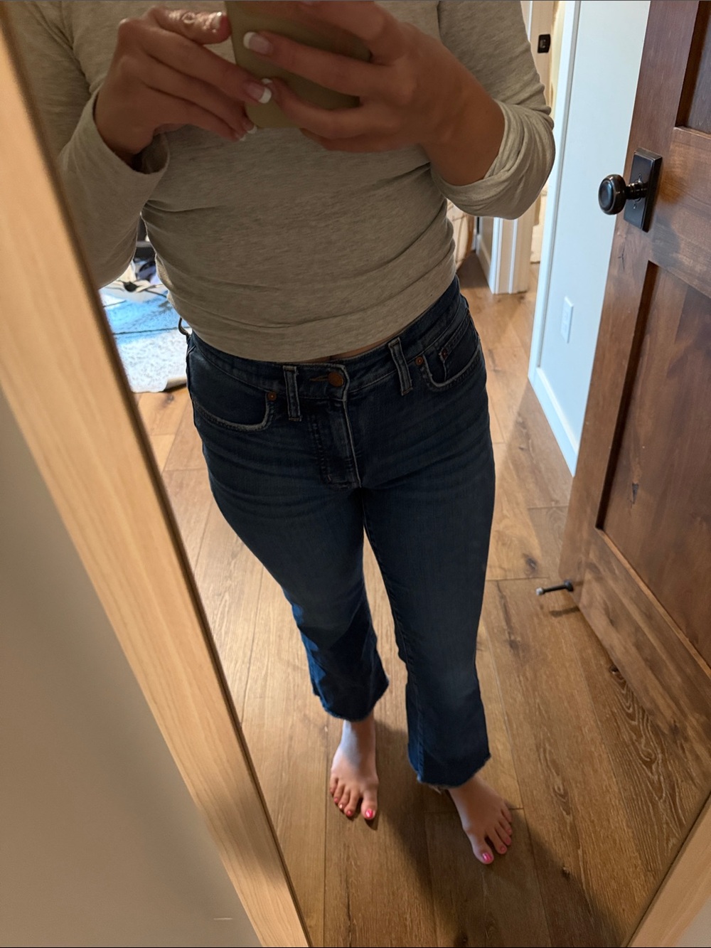 Madewell Dark Blue Cropped Bootcut Jeans